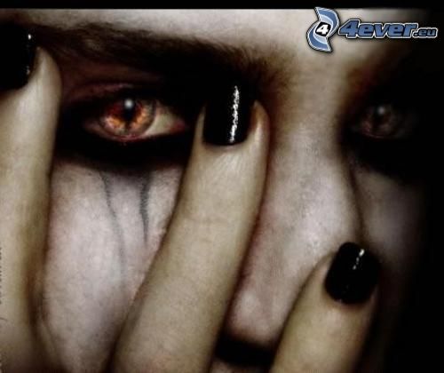 emo, krvavé oči