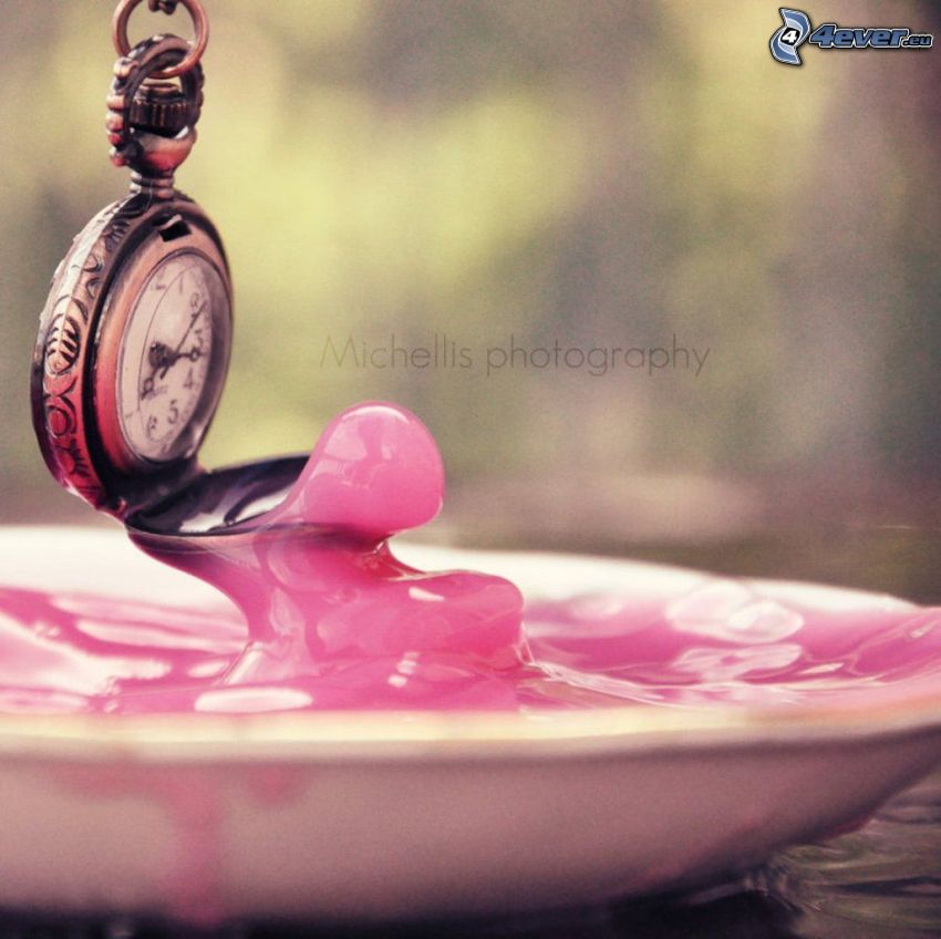 historické hodinky, prívesok, ružová farba