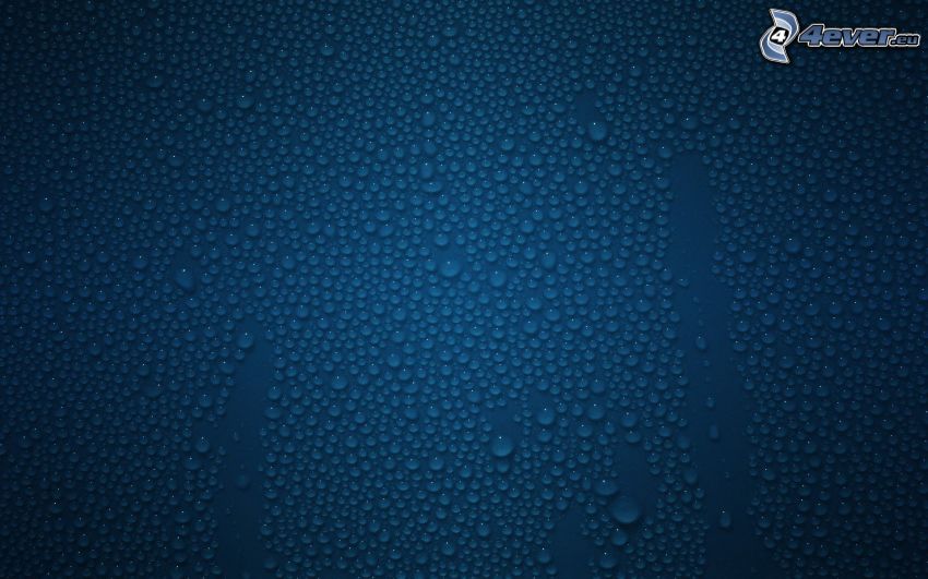 kvapky vody, modré pozadie