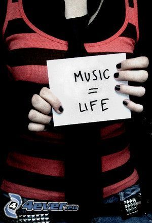 Music = life, hudba je život, lístok