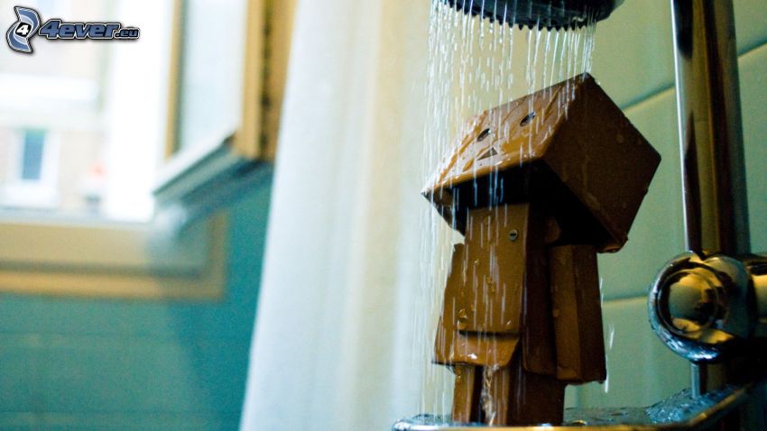 papierový robot, sprcha