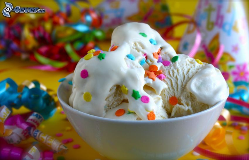 zmrzlina, farebné cukríky