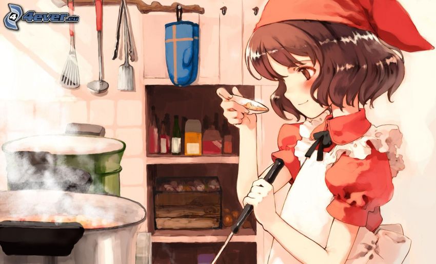 anime dievča, kuchárka