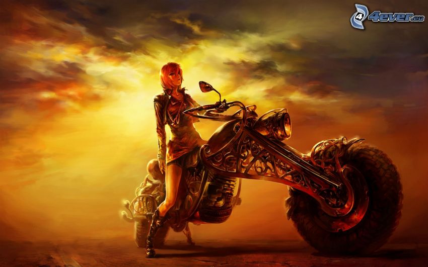 fantasy dievča, motorka