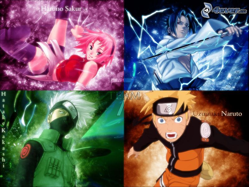 Team7, Sakura, Sasuke, Naruto, anime, kreslené, manga