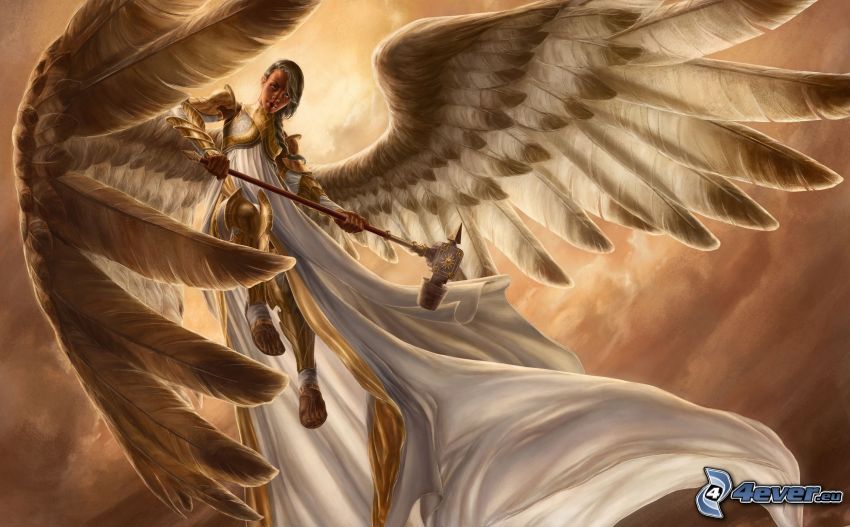 anjel, biele šaty, krídla