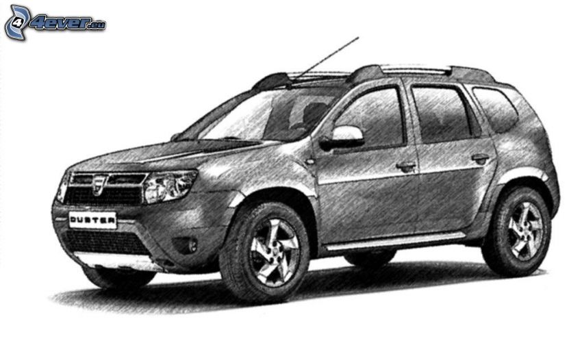 Dacia Duster, koncept, kreslené auto
