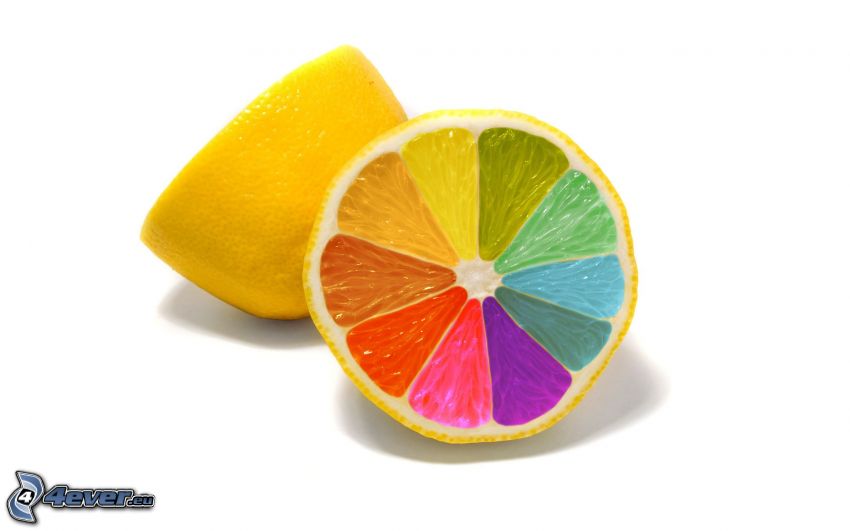 citrón, dúhové farby