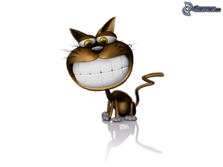 kreslená mačka, kocúr, úsmev