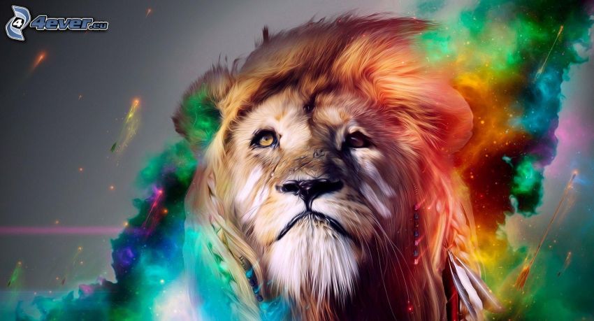 kreslený lev, farby