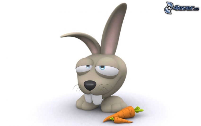 kreslený zajac, mrkva