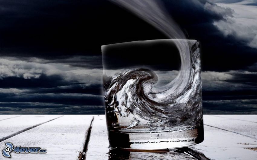 pohár, vlna, oblaky