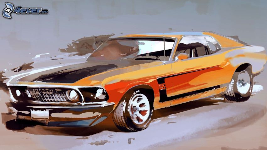 Ford Mustang, kreslené auto