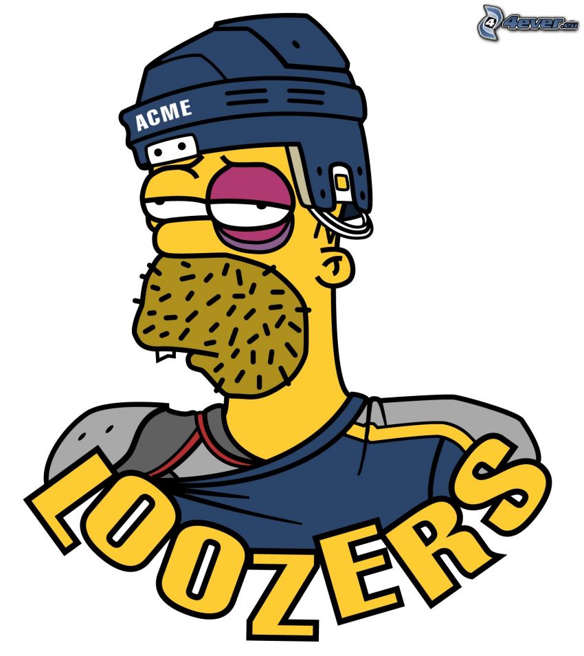 Homer Simpson, Simpsonovci, loozers, hokejista, monokel