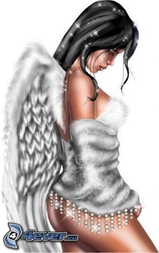 kreslený anjel, kreslená žena