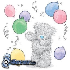medvedík, balóny, kreslené