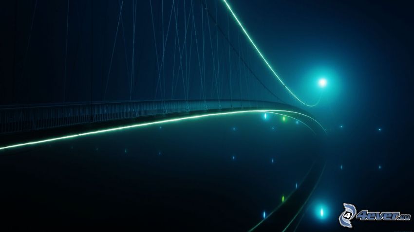 osvetlený most, noc