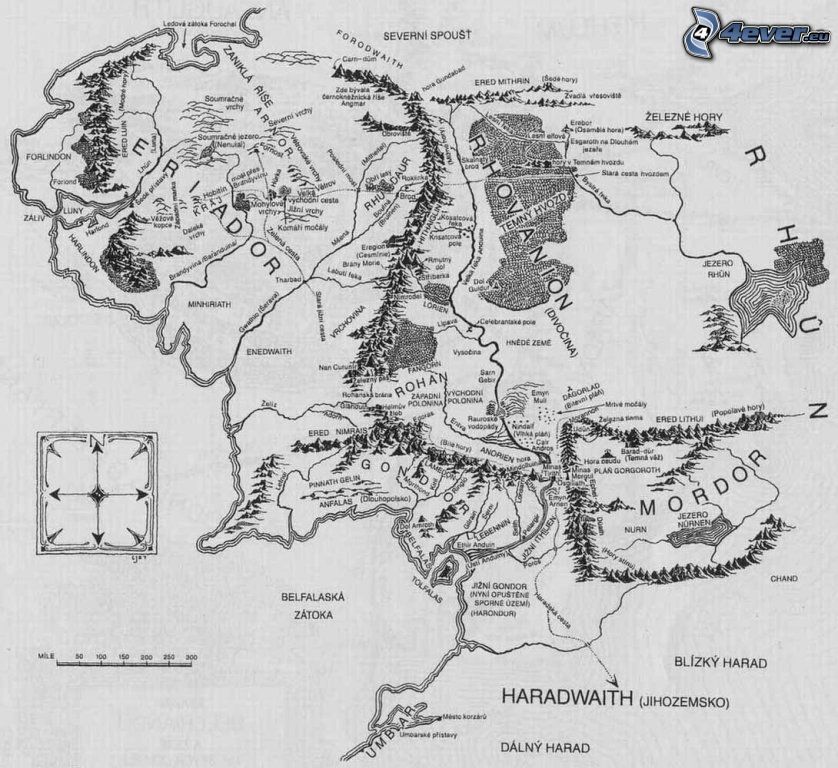 Pán Prsteňov, Lord of the Rings, mapa