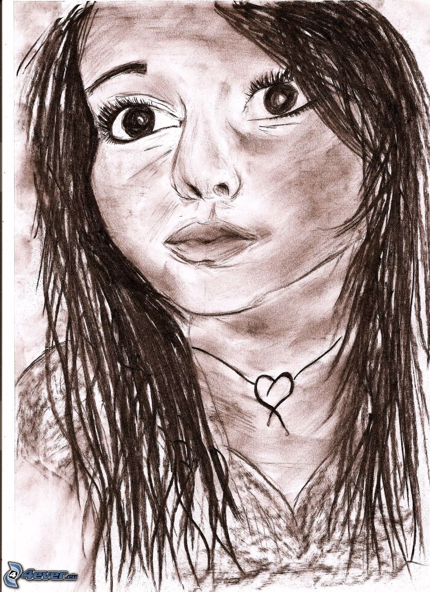 kreslené dievča, portrét