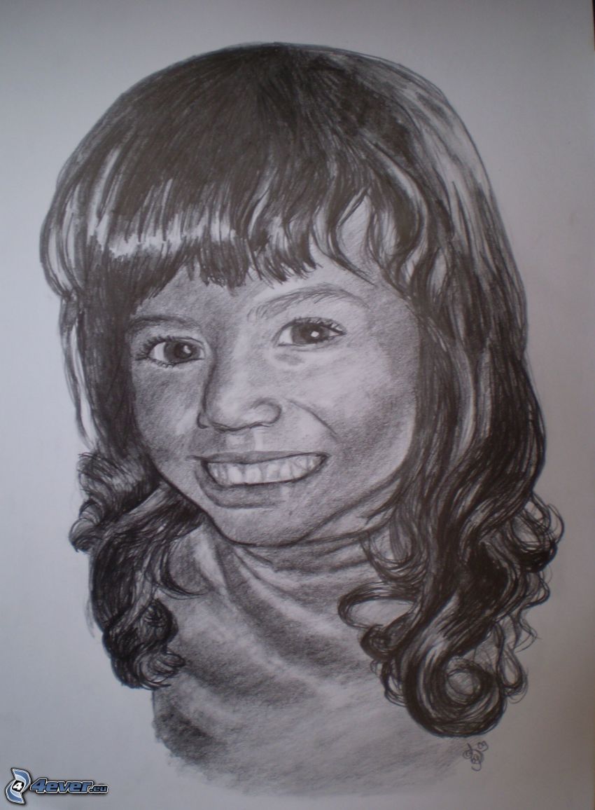 portrét, kreslené dievča