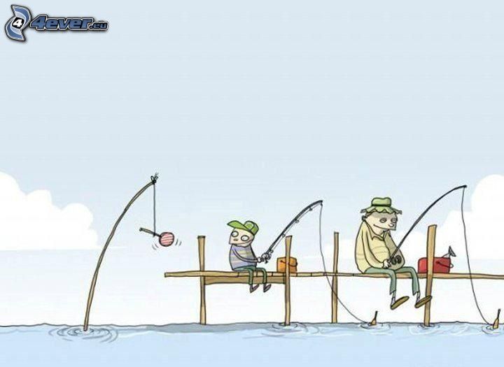 rybári, kreslené postavičky, lízatko