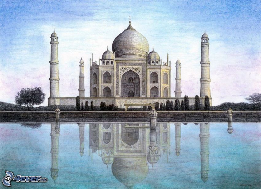 Tádž Mahal, kresba