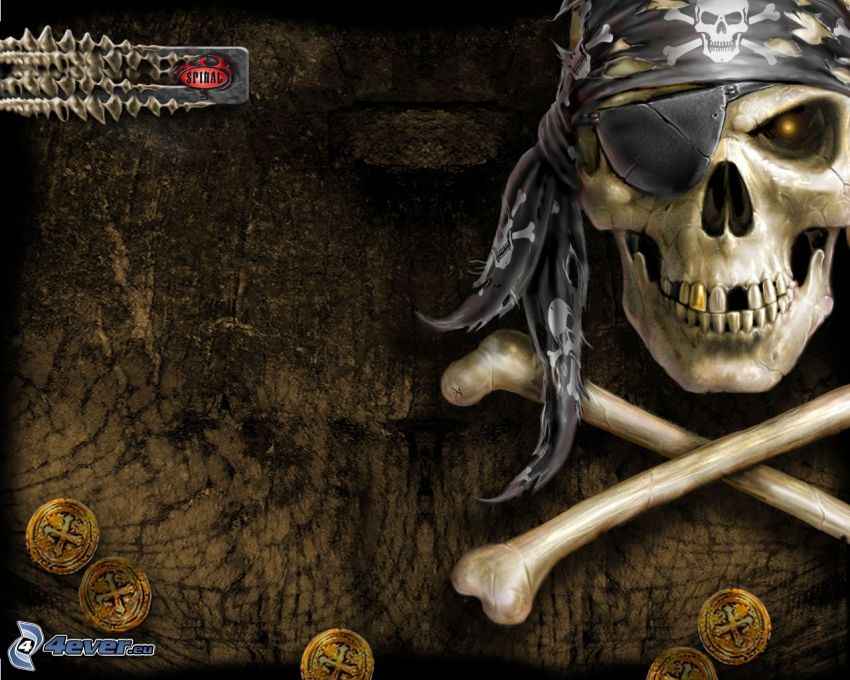 lebka, pirát, smrť, kosť