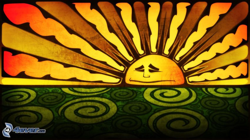 západ slnka, kreslené slnko