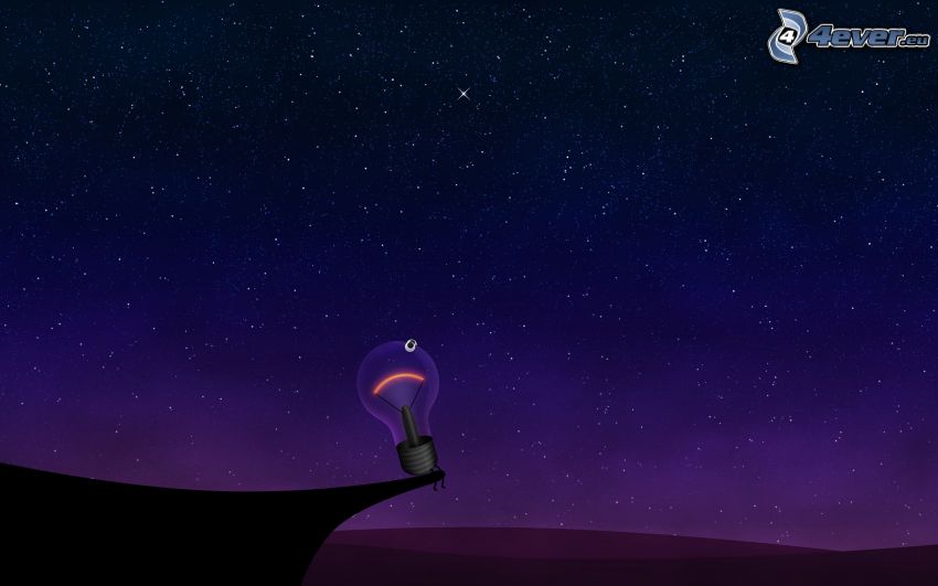 žiarovka, hviezdna obloha, noc
