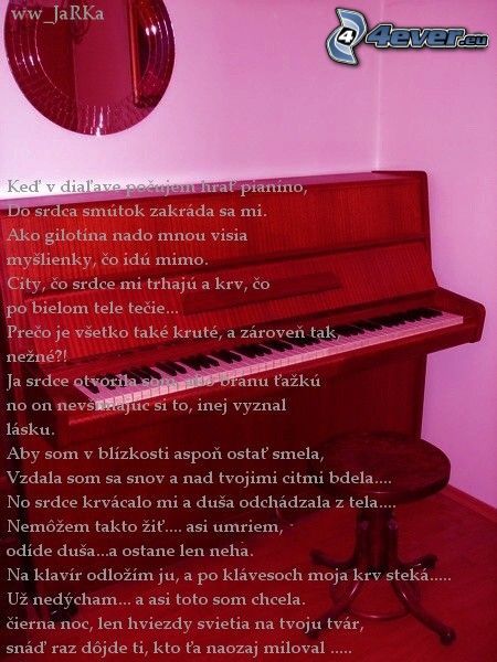 text o láske, klavír