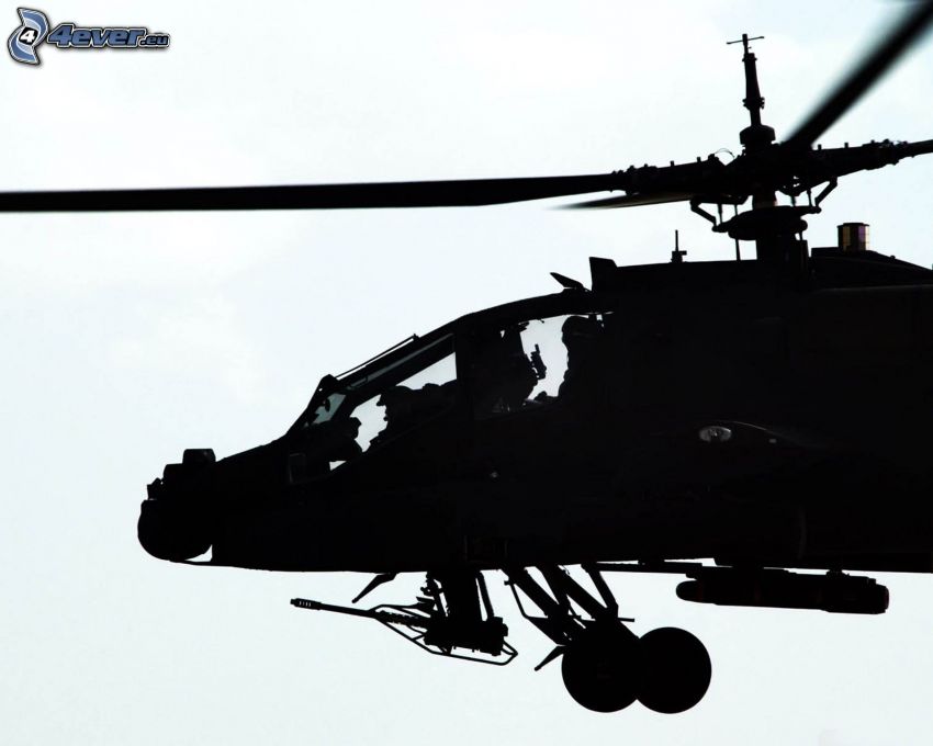 AH-64 Apache, silueta vrtuľníku, vojenský vrtuľník