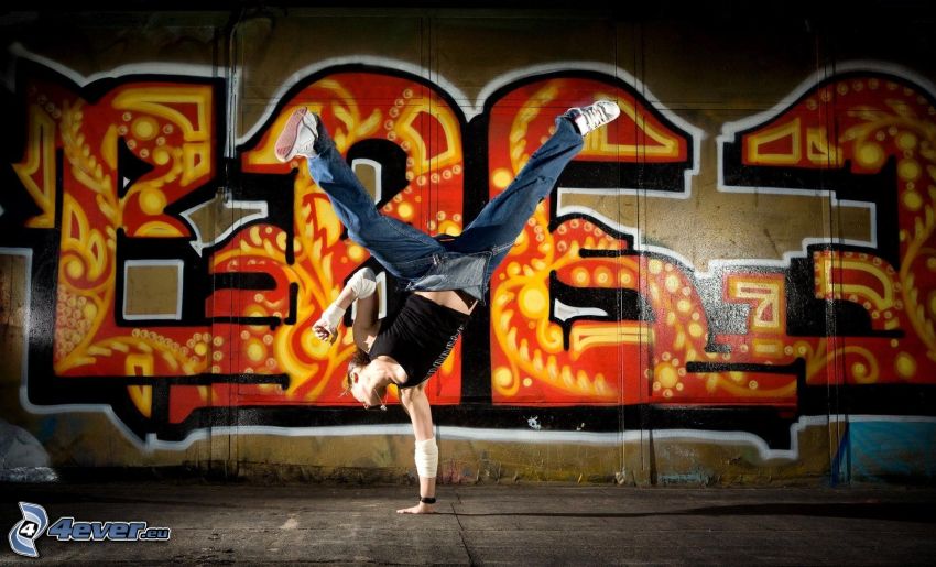 breakdance, graffiti