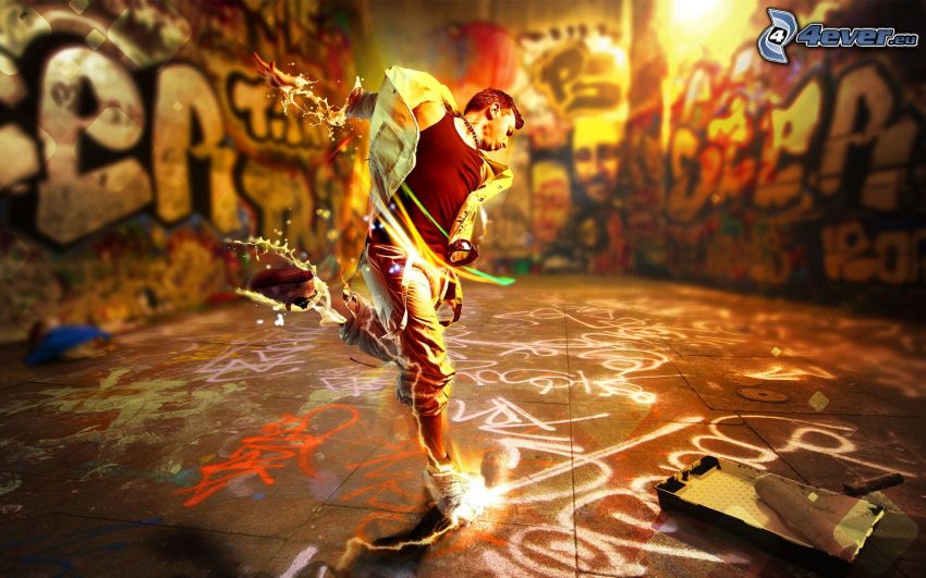 tanečník, graffiti