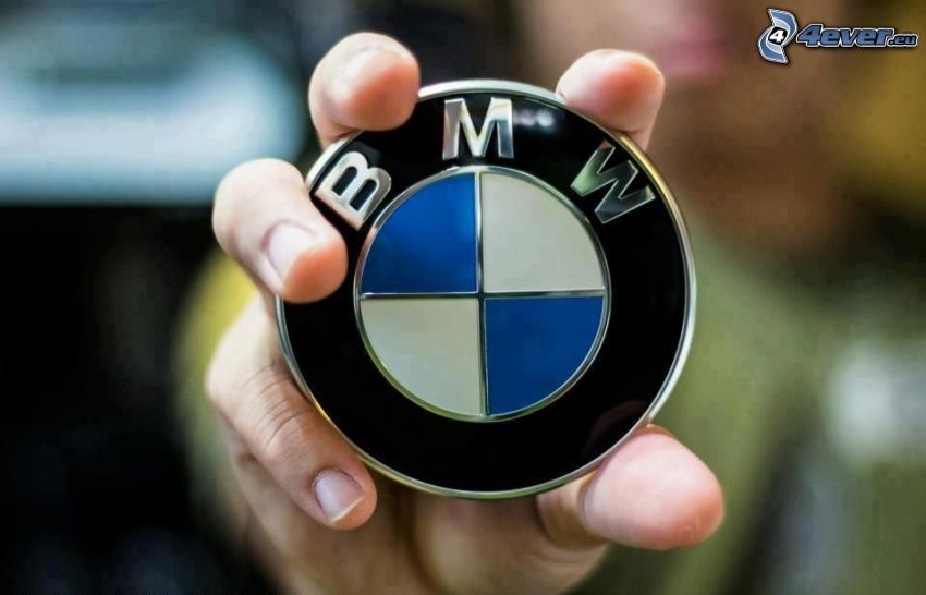 logo, BMW, ruka