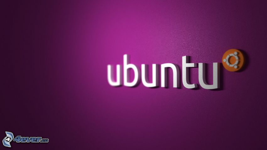 Ubuntu, fialové pozadie
