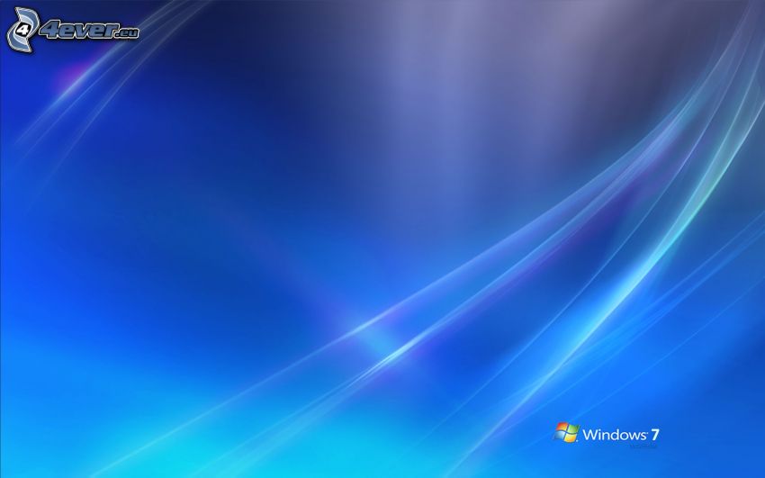 Windows 7, modré pozadie, biele čiary