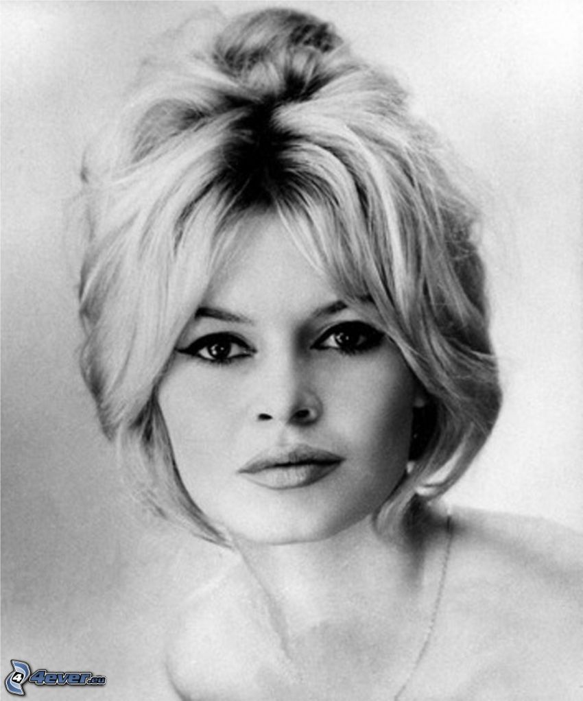 Brigitte Bardot, čiernobiela fotka
