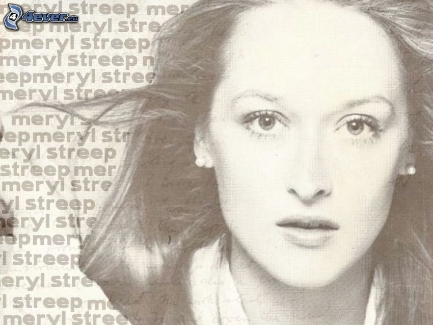 Meryl Streep, čiernobiela fotka