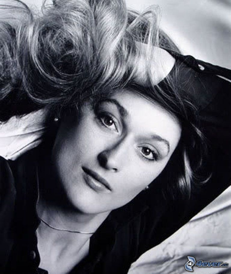 Meryl Streep, čiernobiela fotka