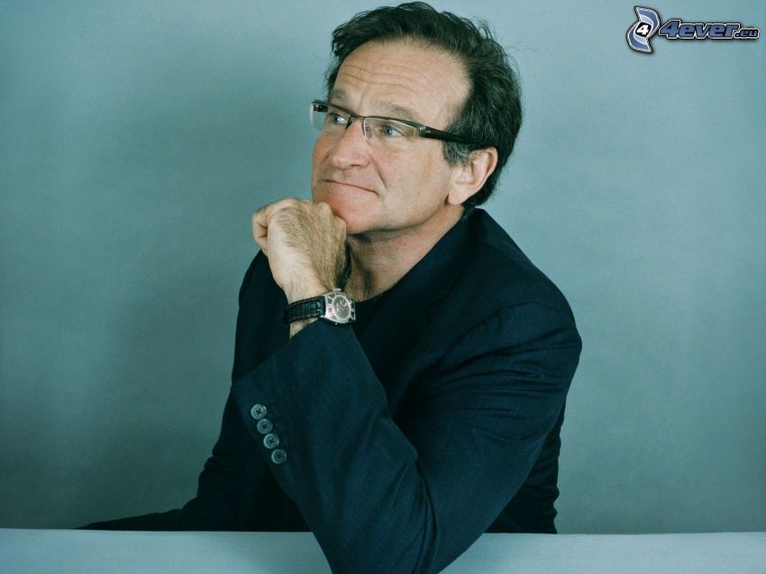 Robin Williams, muž v obleku, muž s okuliarmi