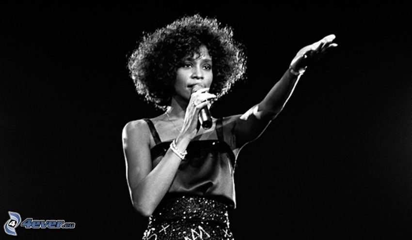 Whitney Houston, čiernobiela fotka