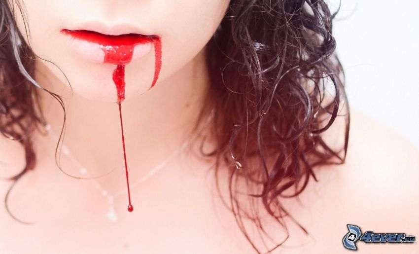 krv, ústa