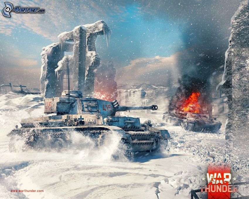 War Thunder, tanky, boj, sneh