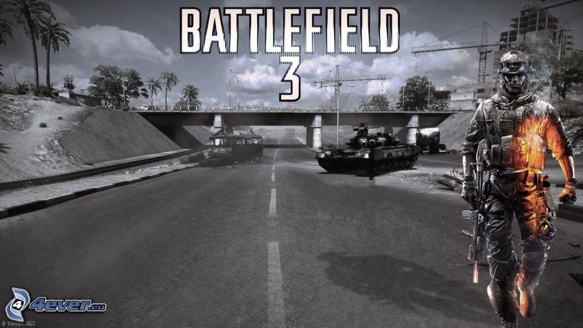 Battlefield 3, vojak, cesta, tank