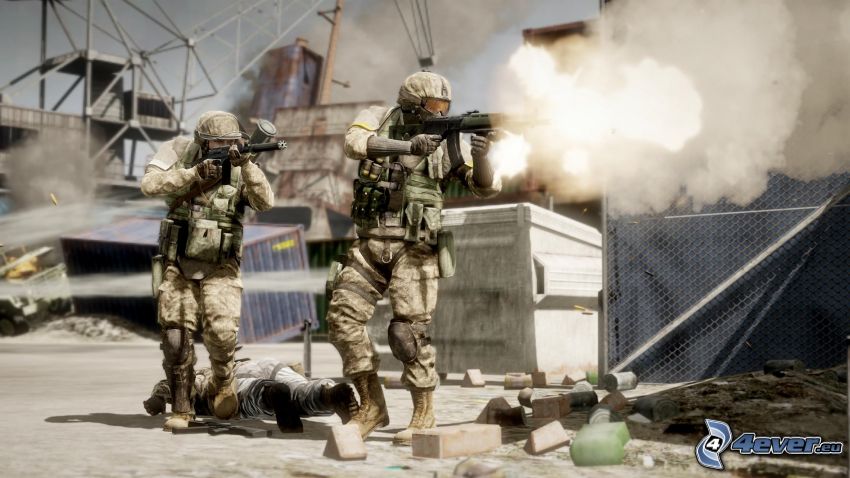 Battlefield: Bad Company 2, vojaci, streľba