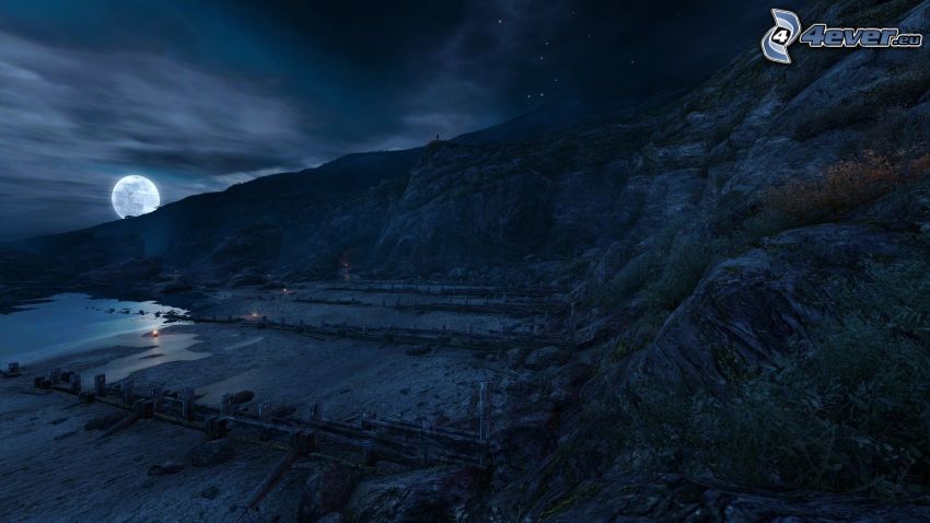 Dear Esther, nočná krajina, mesiac