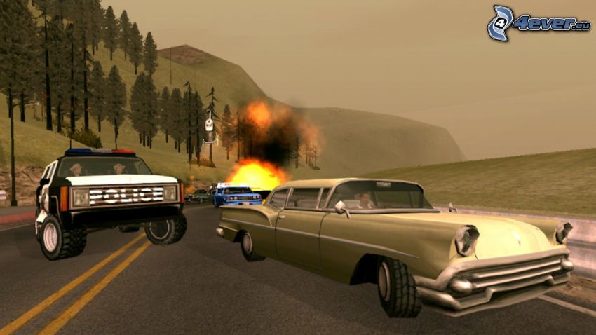 GTA San Andreas, výbuch, havária