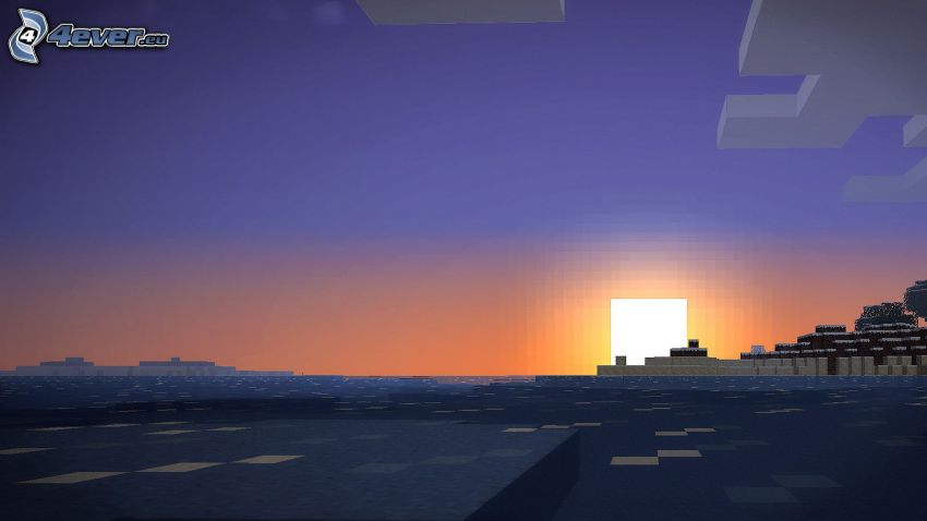 Minecraft, západ slnka