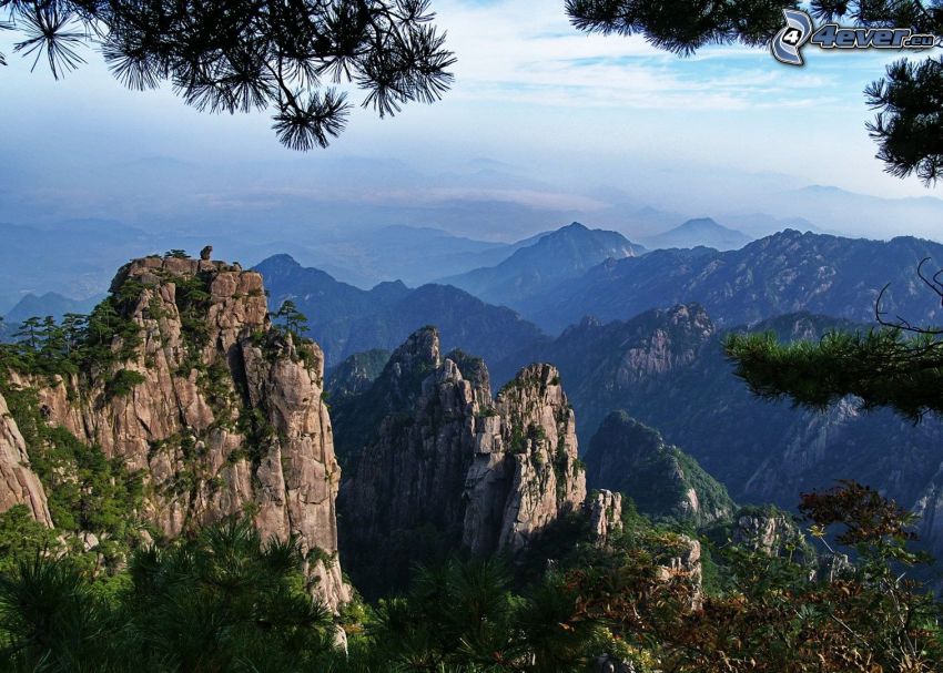 Huangshan, skalnaté hory