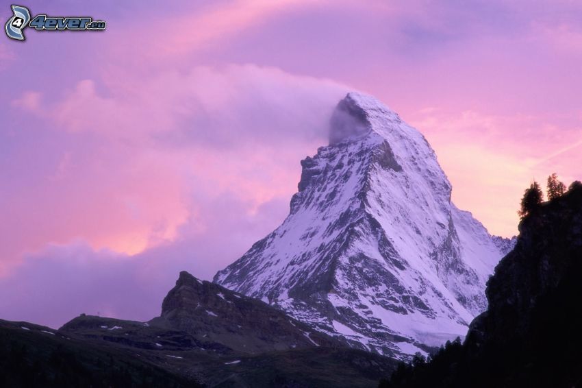Matterhorn, Švajčiarsko, hora, kopec, sneh